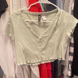 Divided Mint Green V-Neck Crop Top